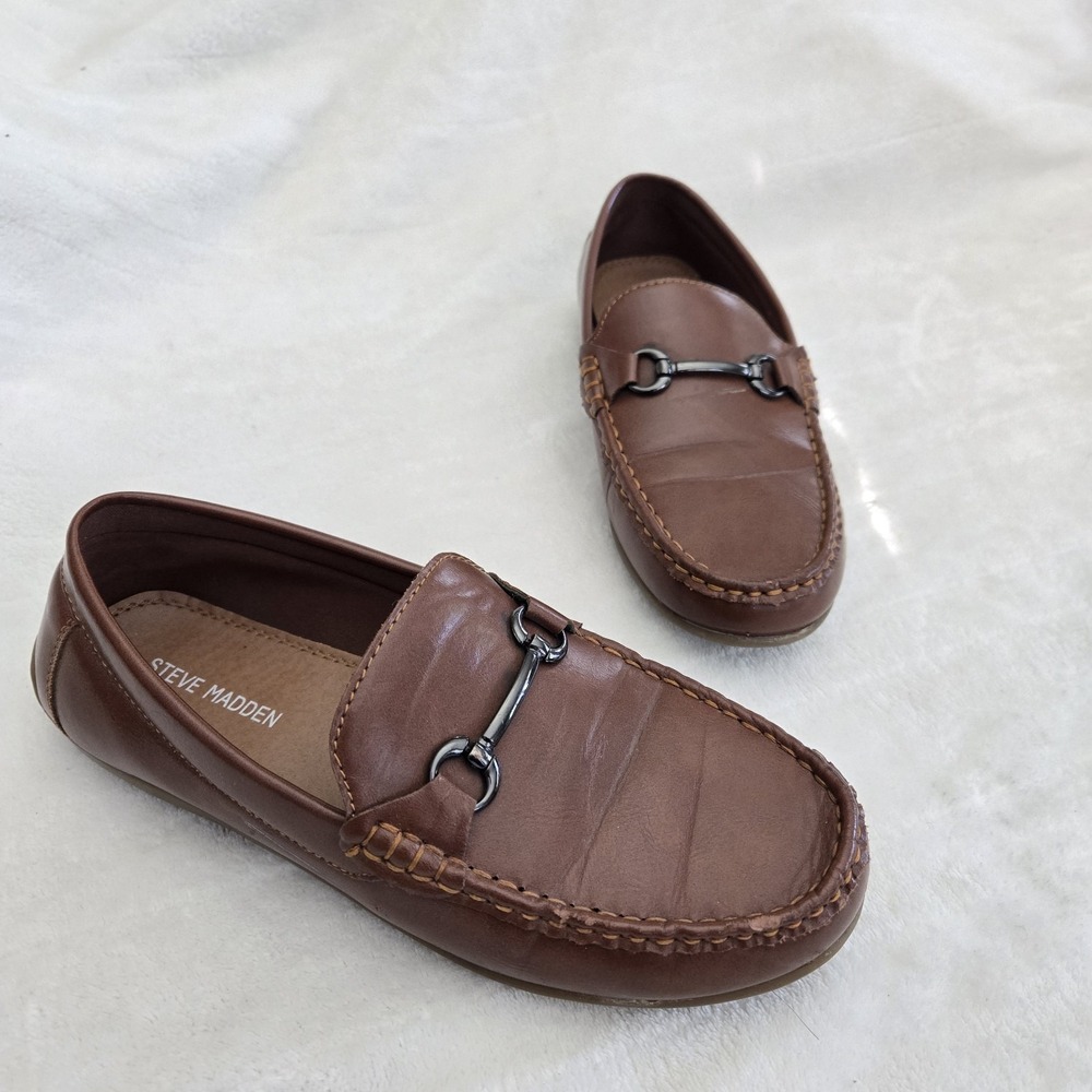Steve Madden Men's Driving Loafers Sz 4.5M Brown Casual Preppy Academia Shoes